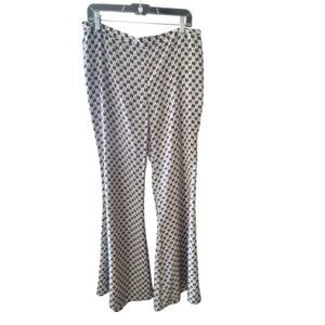Bar III Flare Satin Pants Geometric Pattern NWT Womens Size XL